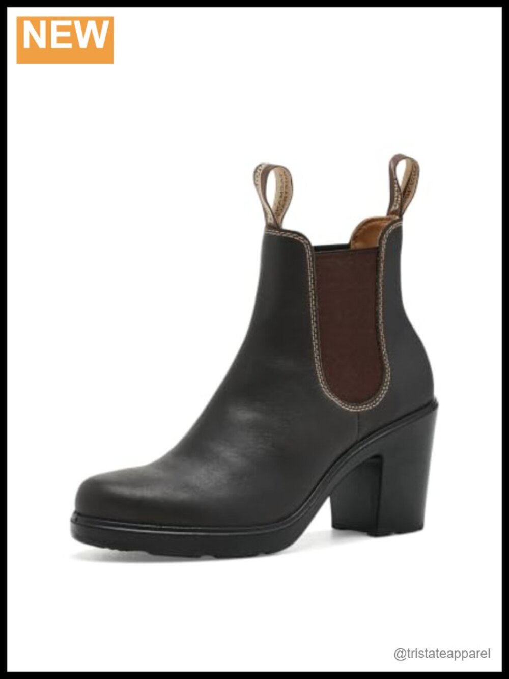 High Heeled Chelsea Boots Water Resistant Leather Cuban Heel Ankle Booties